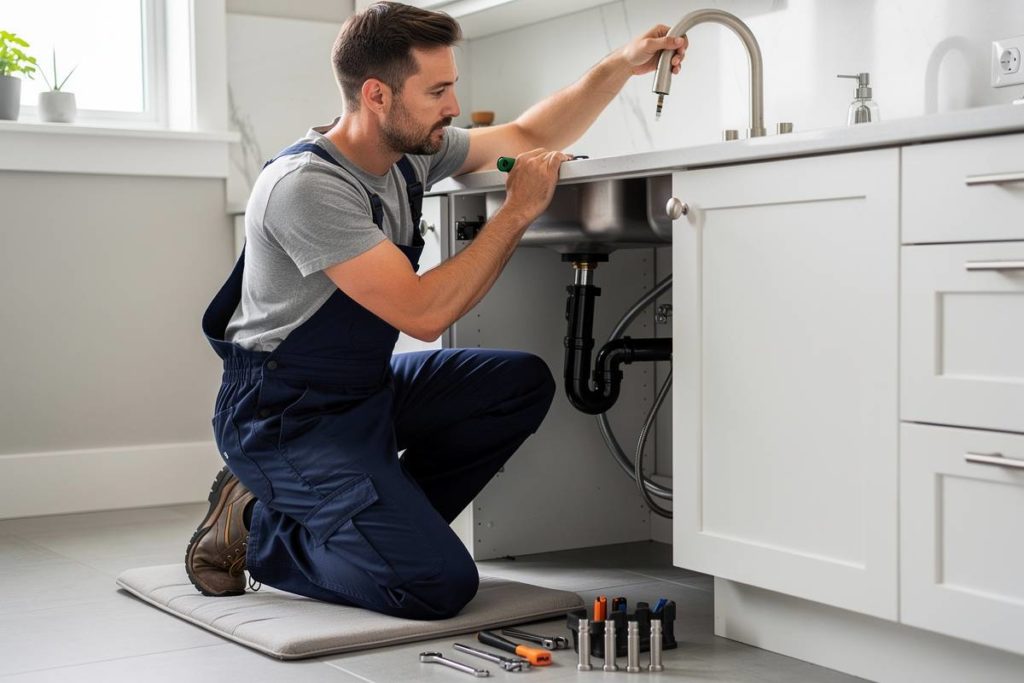 plombier changeant un robinet